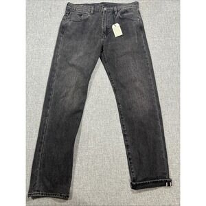 NWT Levis Premium 502 Selvedge Jeans 33x32 Black Faded Taper Straight Denim